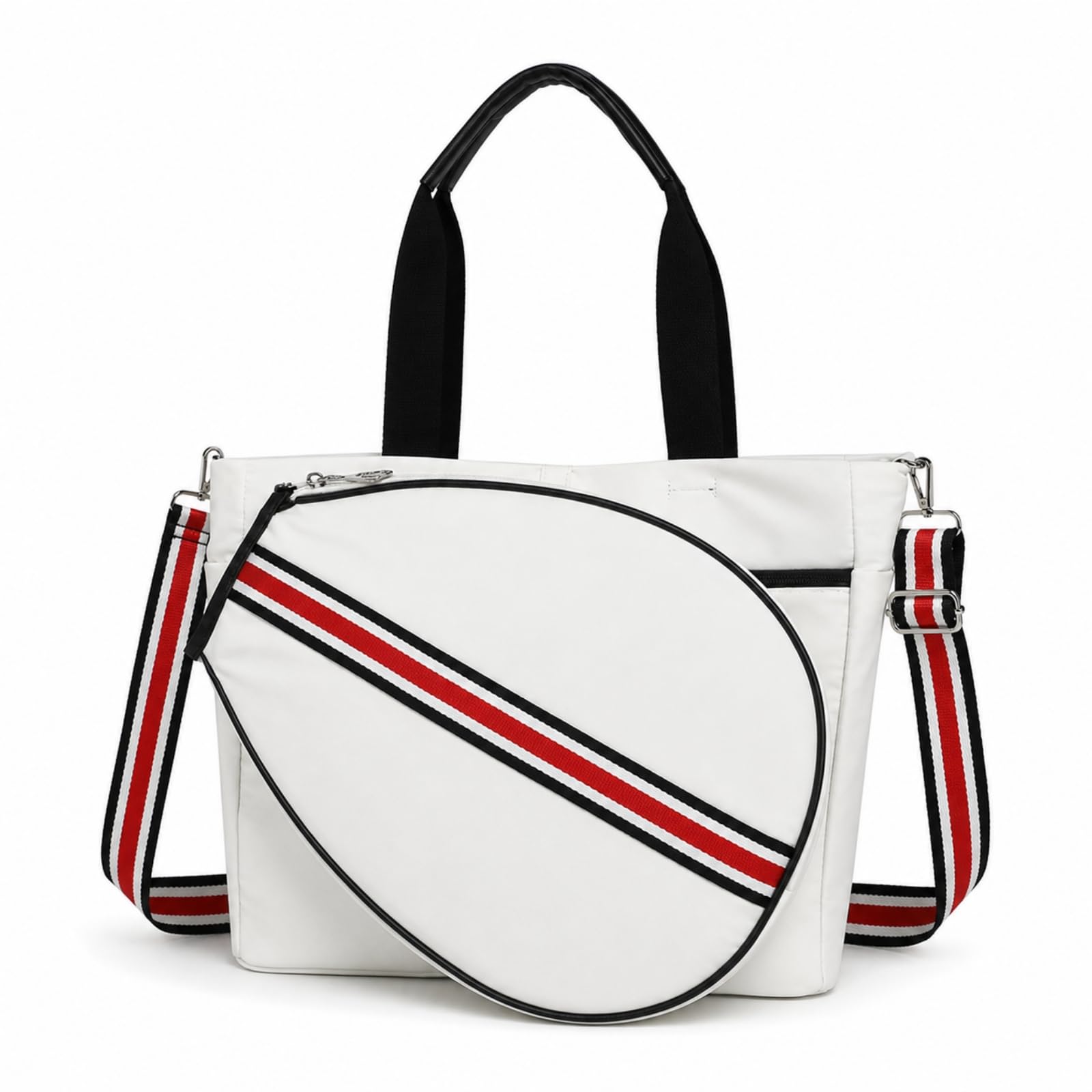Borsa da Trasporto per Racket con Doppie Manie E Cinghia Regolabile a Righe Adatta per Giocatori Che Praticano Tennis al Coperto