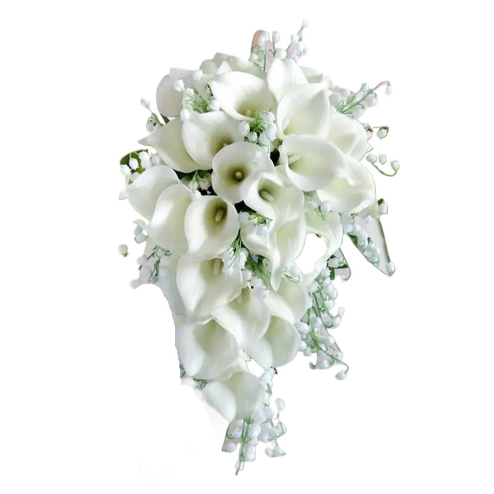 NDLHXKFRP Wedding bouquets for brides and bridesmaids, Wedding Bouquet Waterfall Artificial Flowers White Pearl Bride(Style 1)