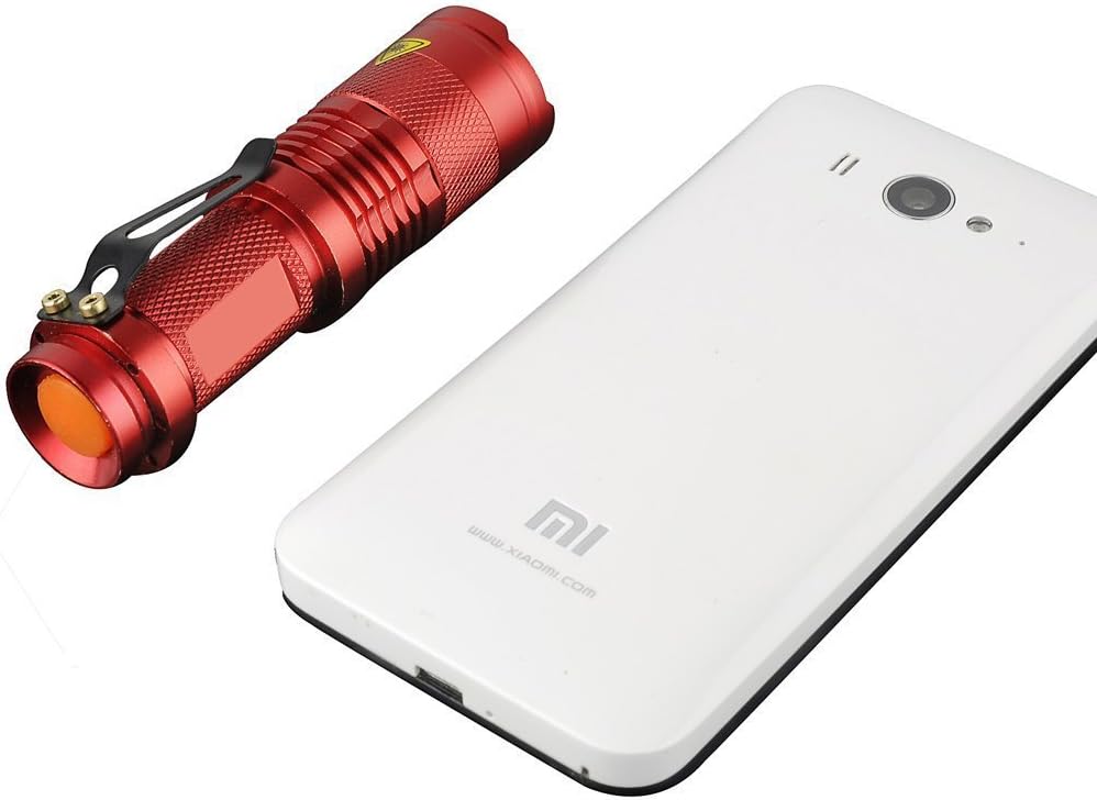 12 Pack Mini Flashlights LED Flashlight 7W 350LM 3 Mode Flashlight Torch Adjustable Focus Zoomable Light(Red) - - 