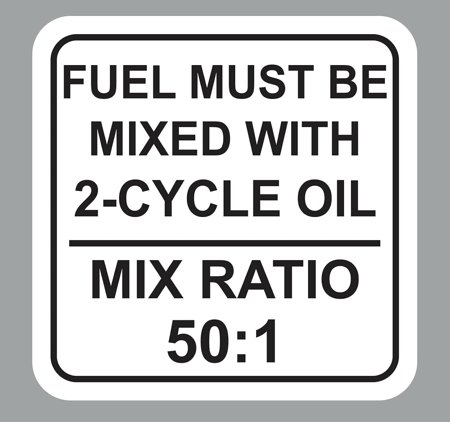 501 White 2Cycle Oil Fuel Mix Ratio Sticker Decal Chain
