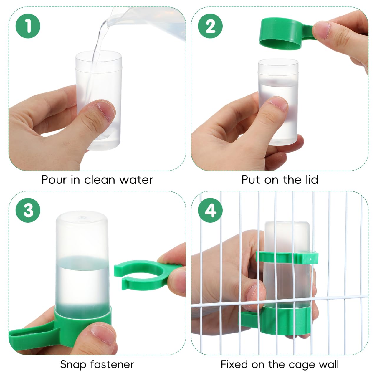Hohopeti Distributeur d'eau Automatique pour Oiseaux en Cage 10 Pièces Abreuvoir pour Perroquets Et Pigeons Anti-Gaspillage 60Ml Bec Incliné Fixation Universelle en Plastique Abs Robuste