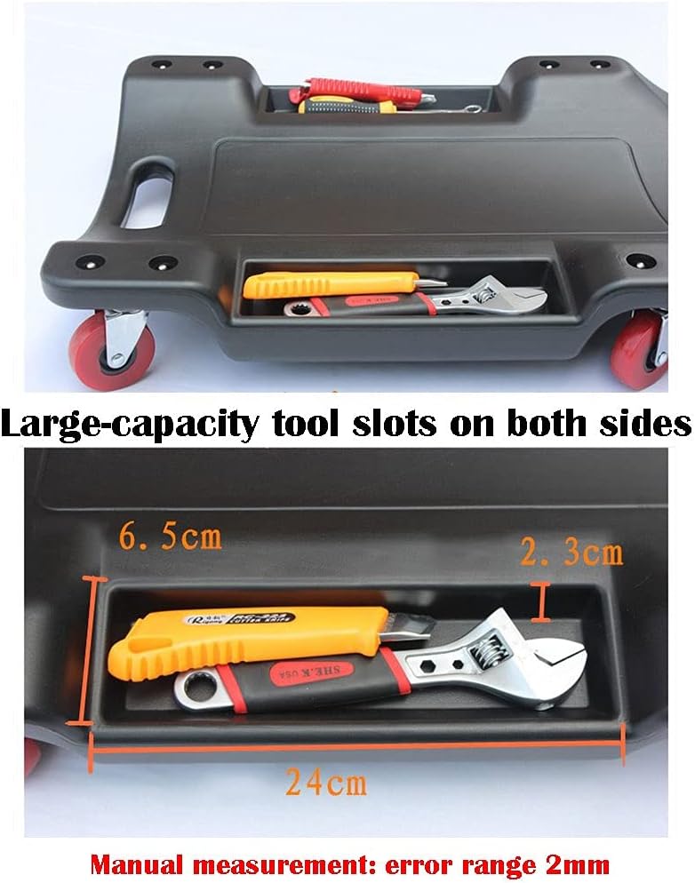 ARCH Plastic Rolling Garage,Shop Creeper,Mechanic Creeper with Padded Headrest, Dual Tool Trays and Universal Wheel, Garage Equipment Tools (Color : Black, Size : with Light)