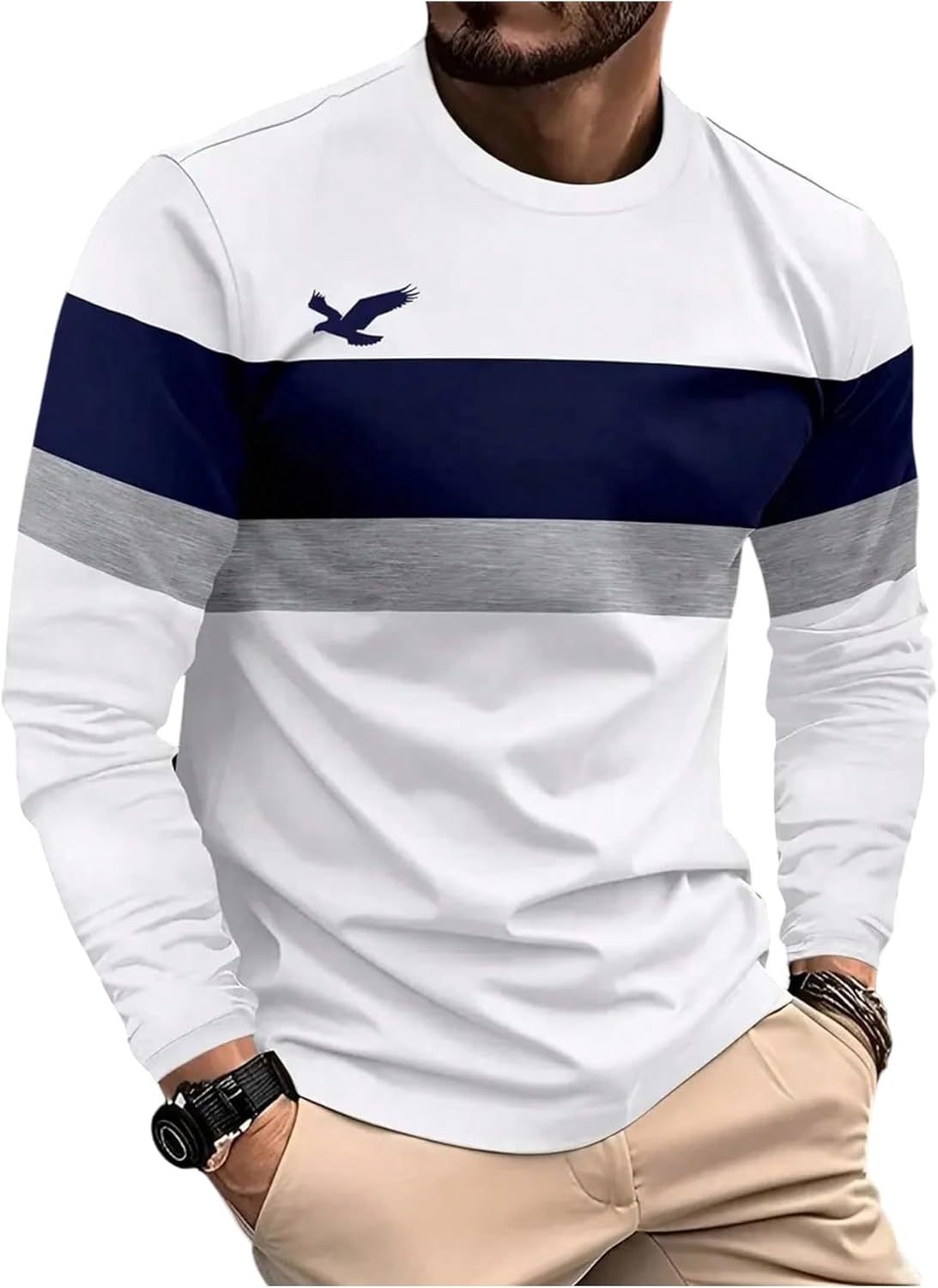SOLY HUX Men's Color Block Long Sleeve T Shirt Crew Neck Graphic Tees Casual Fall Tops
