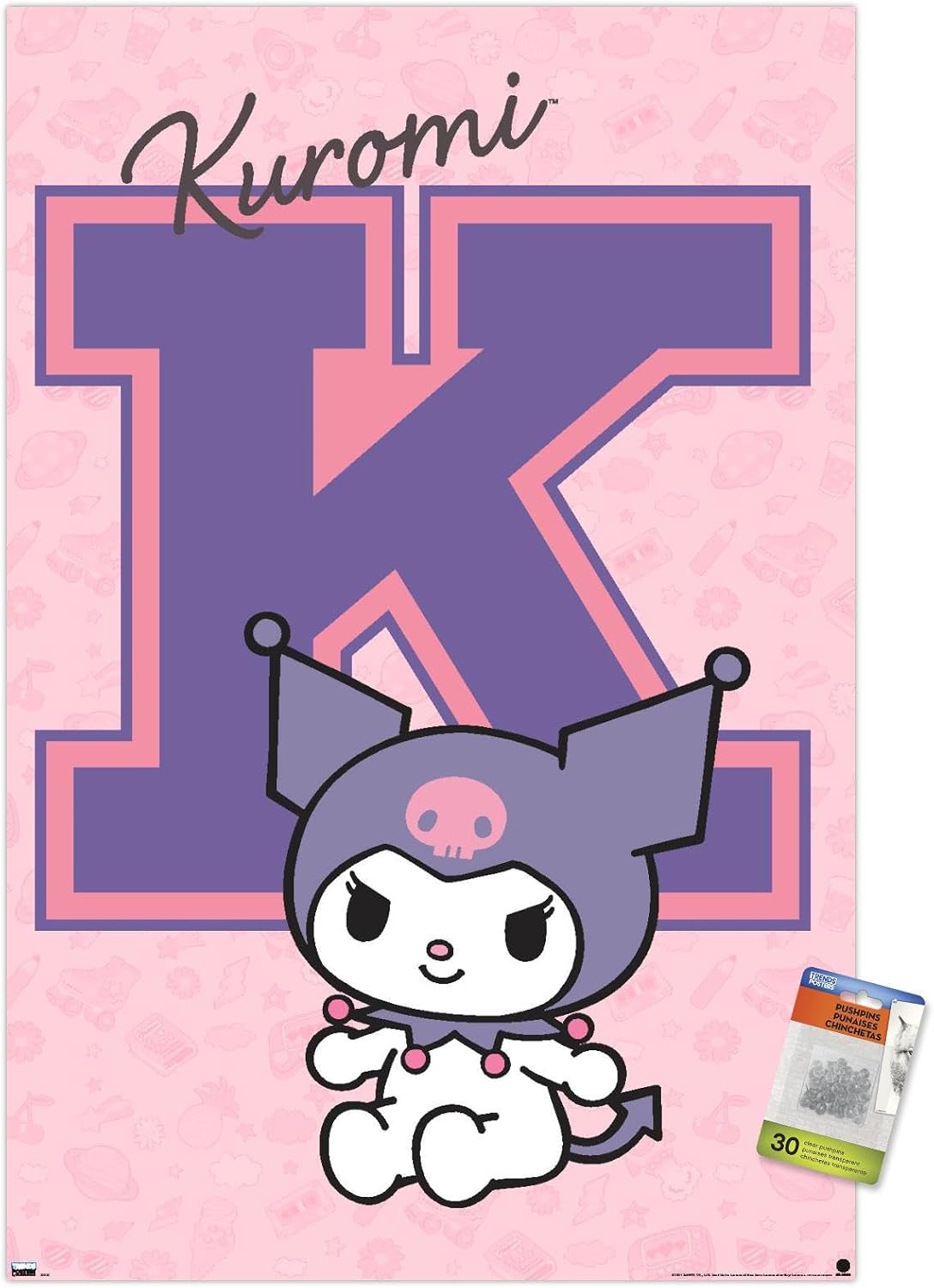 Hello Kitty and Friends: 24 College Letter - Kuromi Wall Poster with Pushpins