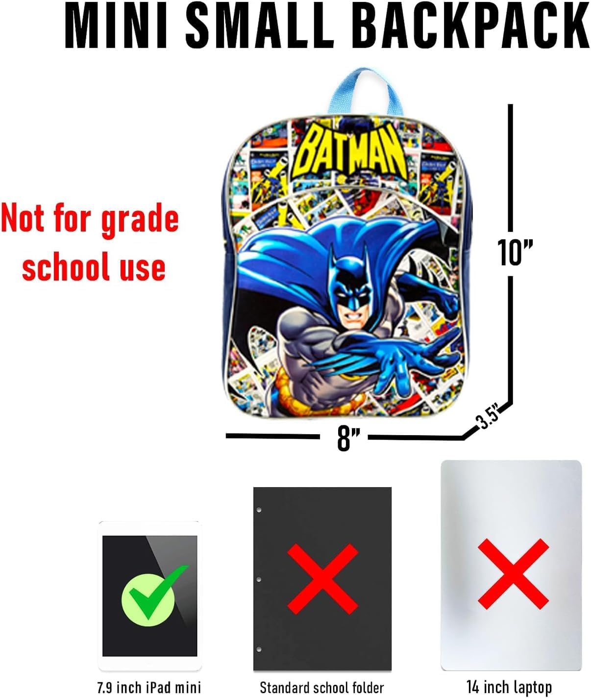 Batman Backpack with Lunch Box Set - Deluxe 11" Batman Preschool Bag and Lunch Bag, Plus More | Caped Crusader Toddler School Supplies