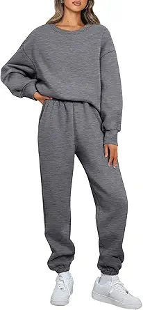 AUTOMET Womens 2 Piece Outfits Sweatsuit Oversized Sweatshirt Lounge Sets Baggy Sweatpants Fall Fashion with Pockets