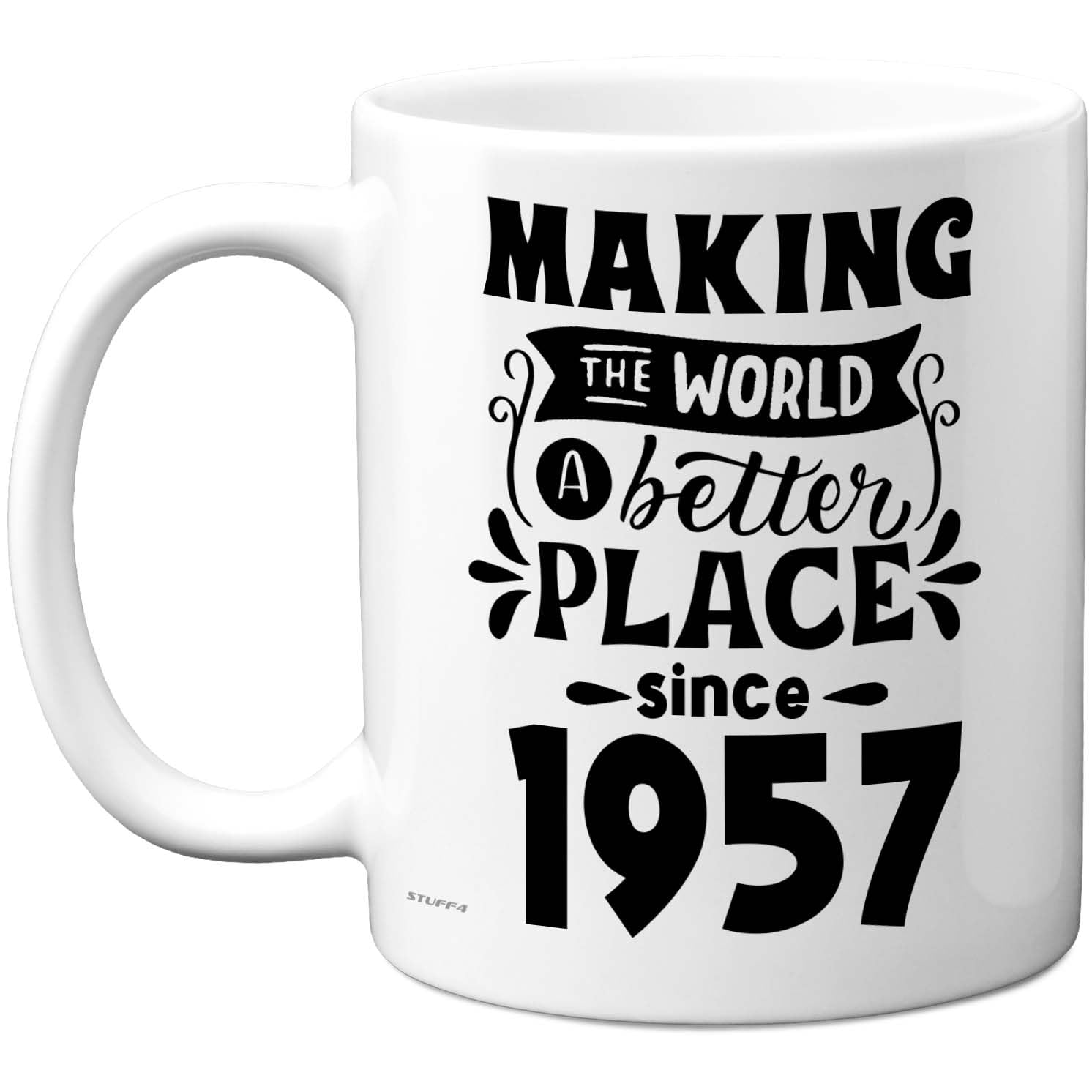 Stuff4 69th Birthday Mug Gift for Men Women - Making The World a Better Place Since 1957 - Happy 69 Birthday Gifts for Grandad Grandma Nan Retro Back in 1957 Age 69 Bday, 11oz Ceramic Coffee Mugs