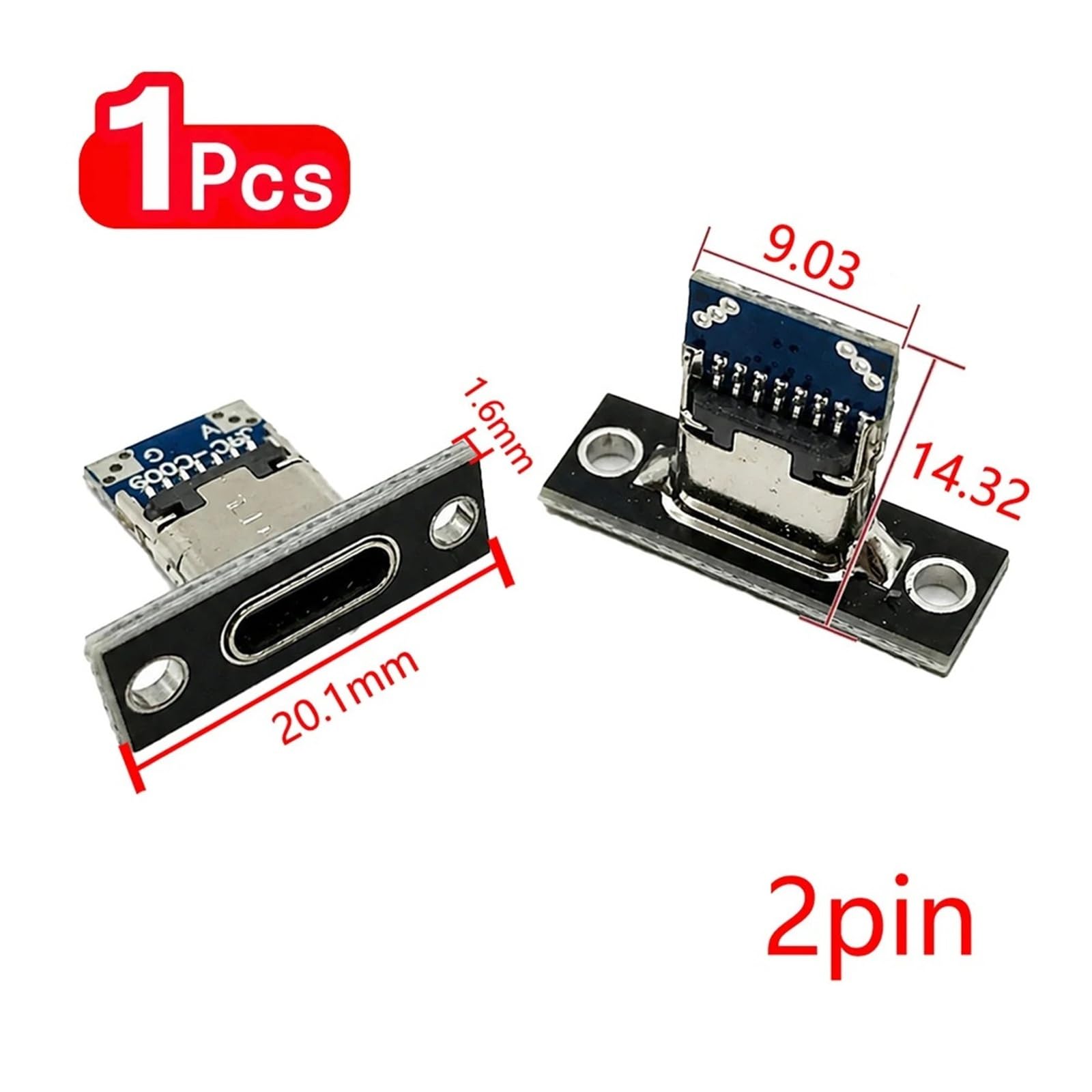 USB 3.1 Type-C żeńskie 2/4Pin Screw Fix Charging Port (2pin-1 szt.)