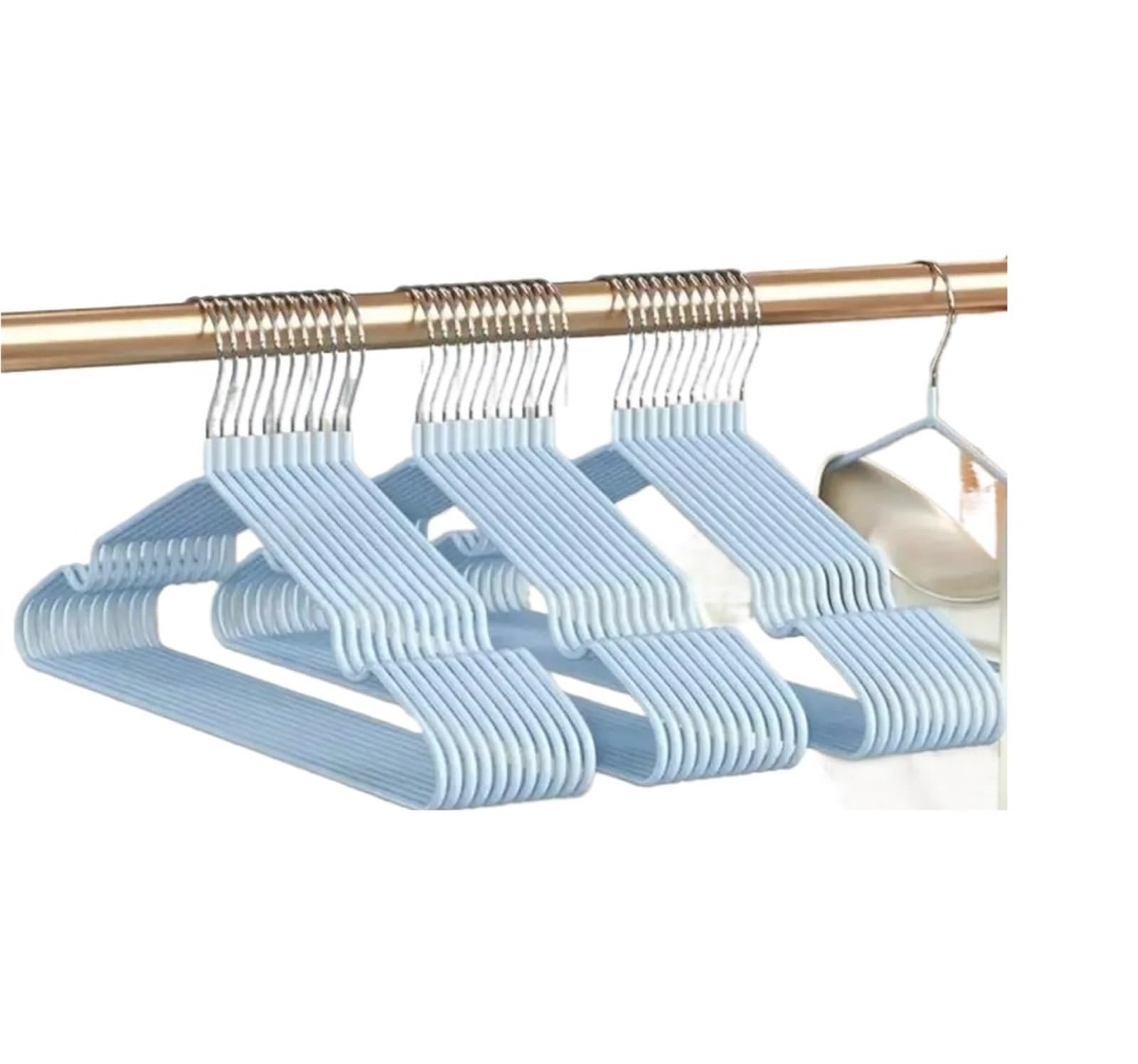 Clothes Hangers No-slip Clothes Hangers 10pcs- Metal Traceless, Strong Racks, Household Space Saver For Organization Of Bedroom(Blue)