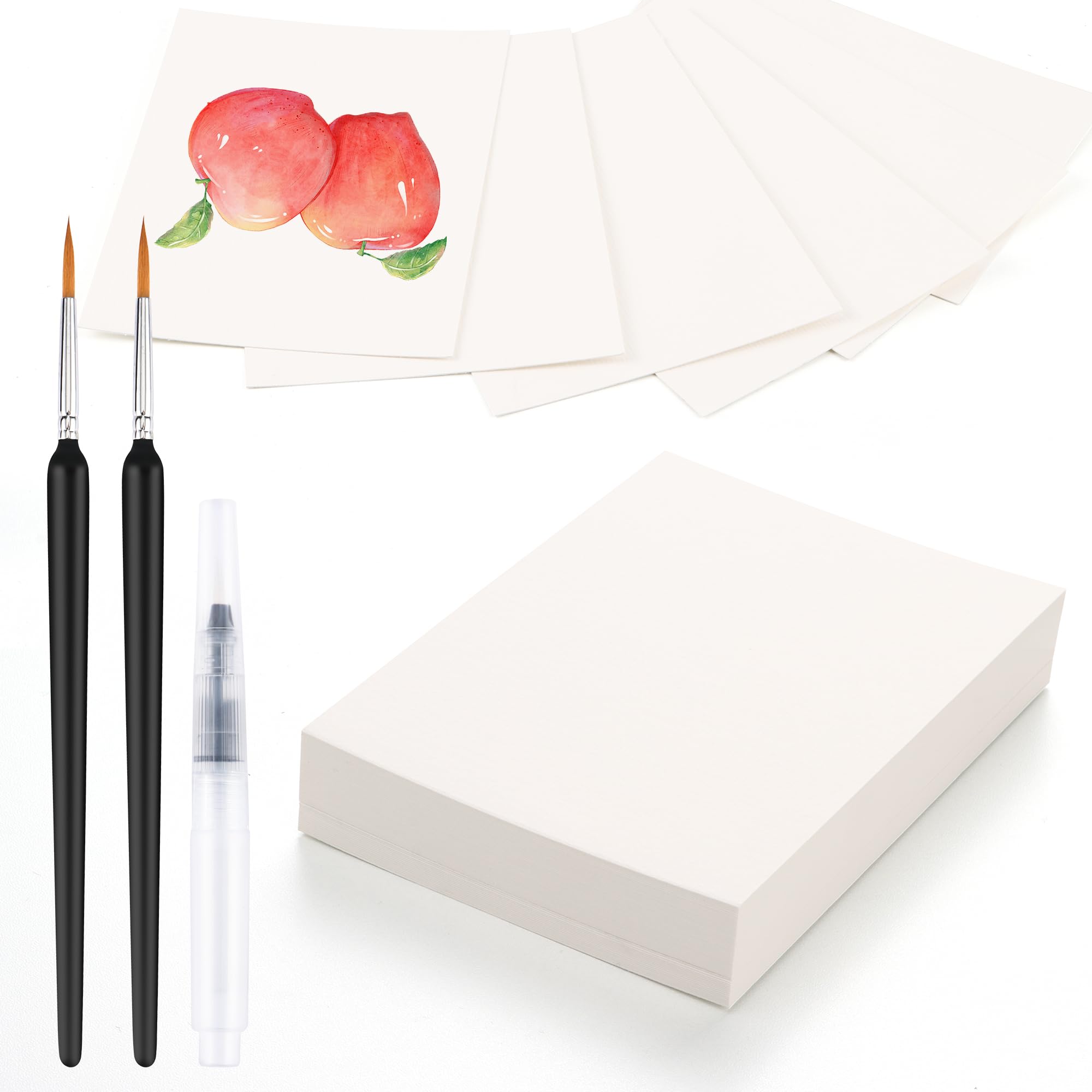 Papel de Acuarela A6,300 g/m² Bloque de Acuarela Papel Acuarela Algodon Bloc Acuarela Papel de Acuarela Profesional Incluye Pincel para Tanque de Agua y Pinceles