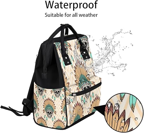 Miniatura 5 de Skulls Modern Texture Diaper Bag Backpack Mommy Bags with Pocket Stroller Straps Waterproof Daypack for Mom Dad Casual Travel
