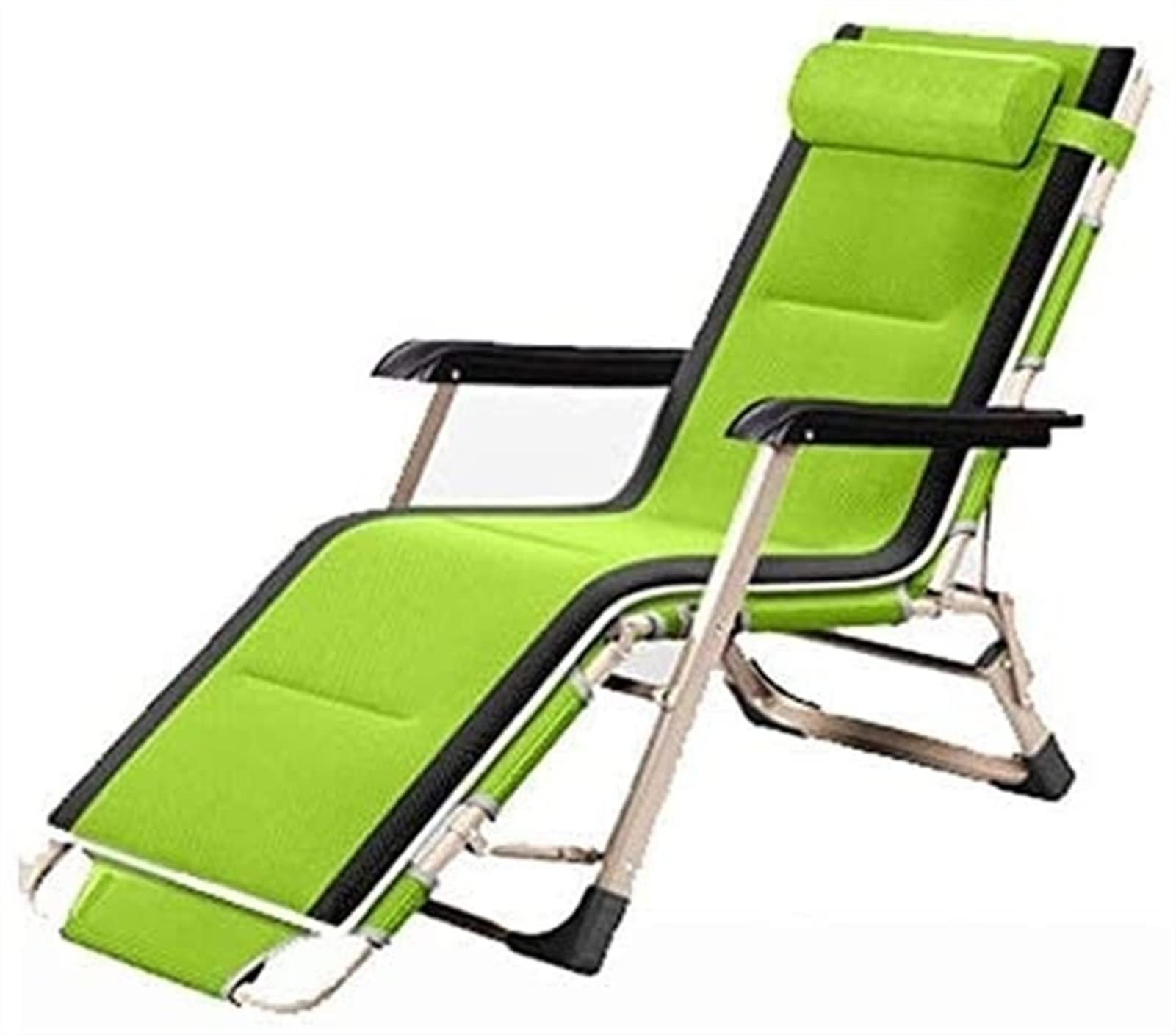 Chaise longue inclinable et pliable verte avec dossier réglable multi-position