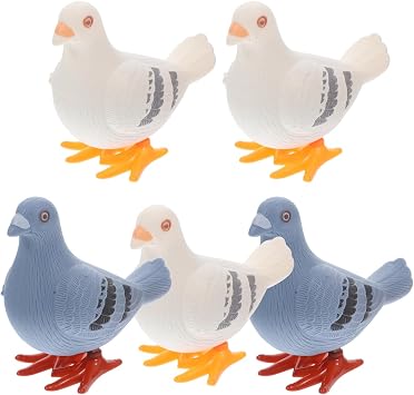 UPKOCH 5 Pcs Wind up Pigeon Toy Set Clockwork Toys for Kids Decorative Pigeon Ornaments for Home Office Desk and Bar Display 3.93 X 3.74 X 2.36 in