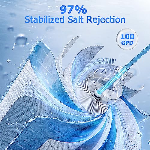 MewMore 100 GPD RO Membrane Filter with Housing, Replacement Reverse Osmosis Membrane Fit Home Under Sink RO Drinking Water Filter Purifier Filtration System with Wrench, 1/4" Fitting, Check Valve by MewMore - Image 4