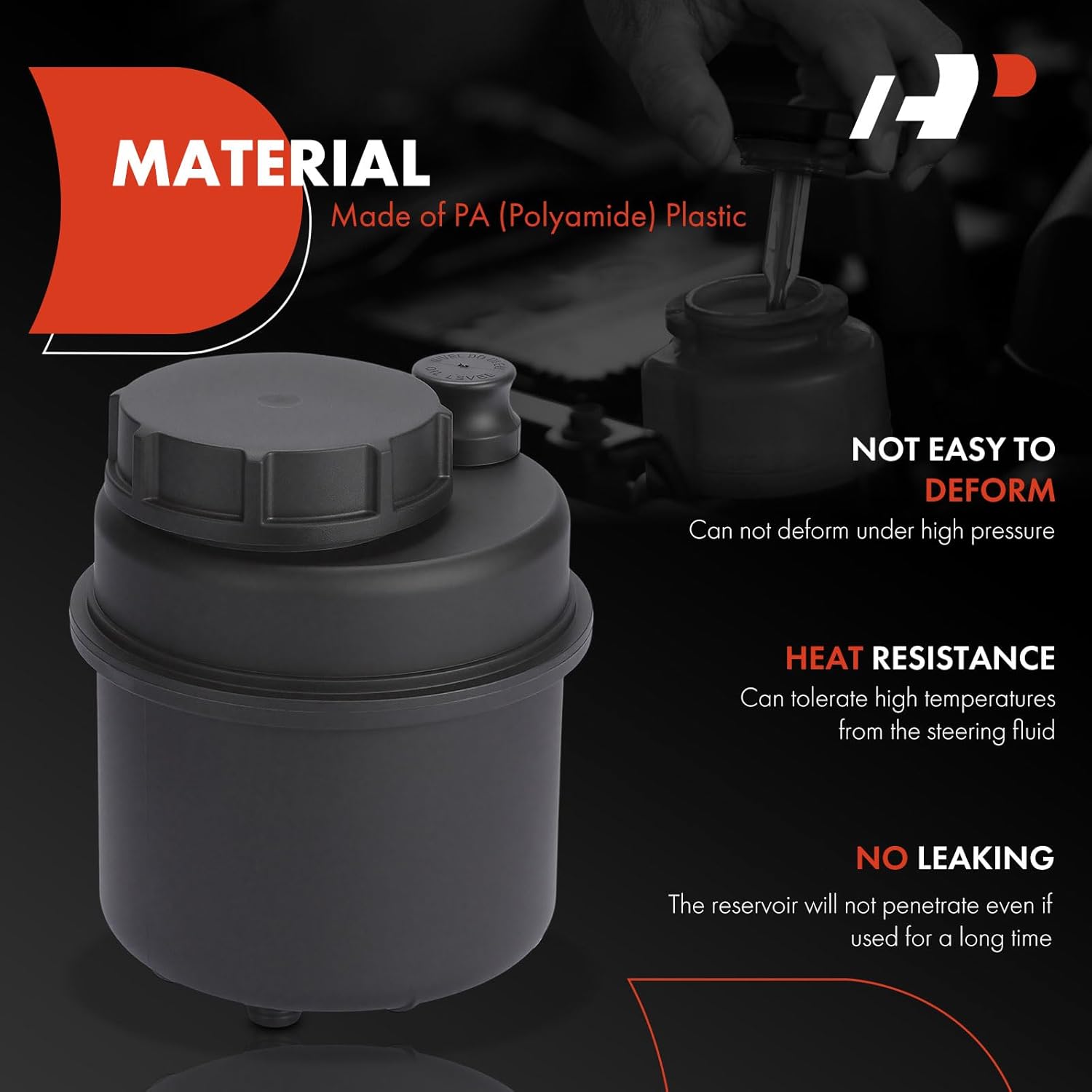 A-Premium Power Steering Reservoir/Tank with Cap Compatible with Volvo VN 1998-1999, VNL 2000-2024, VNM 2000-2018, VNR 2018-2021, VT 2006-2010 & Mack Anthem 2018-2024, Pinnacle 2018-2024