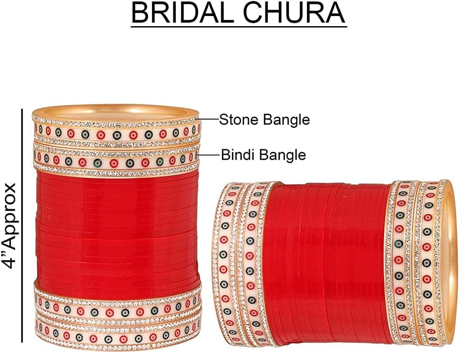 Exclusive Punjabi Collection Full Bridal Chura for Wedding Ceremony Fabulous Design Build Quality Beautifully Made Chura Bangle Set for Girls (Design-2)