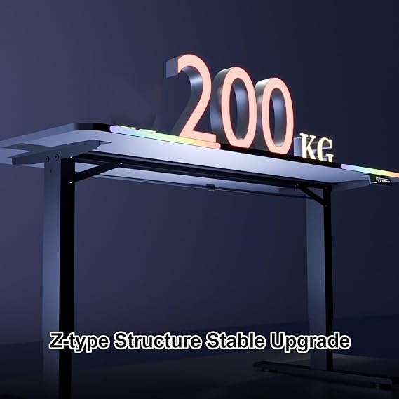 Dual Motor Electric Standing Desk with RGB Lights, 47.2in Sit-Stand Gaming & Office Table, Ergonomic Height Adjustable Workstation for Home & Office Use (47.2in/120cm)