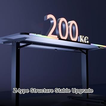 Dual Motor Electric Standing Desk with RGB Lights, 47.2in Sit-Stand Gaming & Office Table, Ergonomic Height Adjustable Workstation for Home & Office Use (47.2in/120cm)