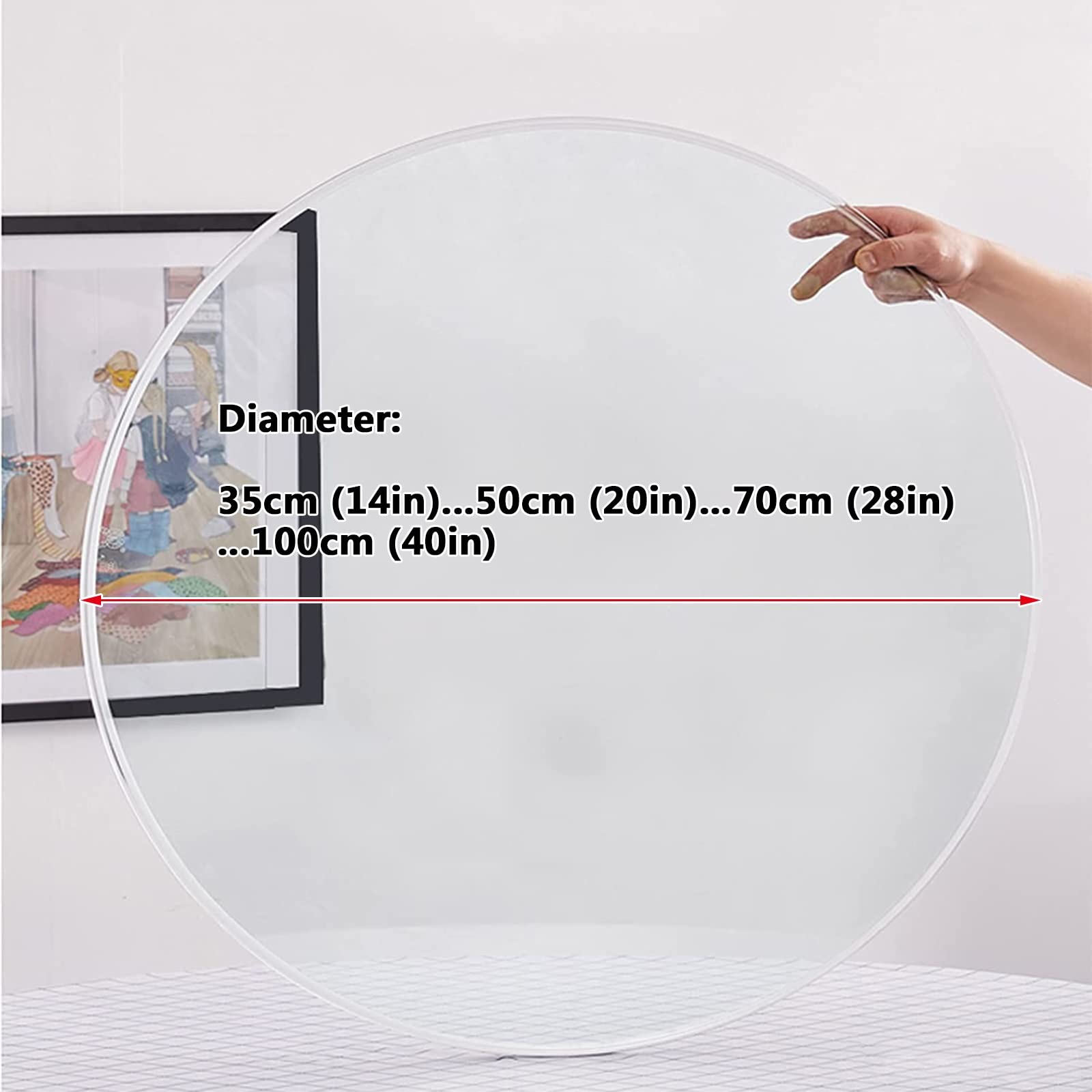 Produktbild von Runde Glasplatte Aus Gehärtetem Sicherheitsglas 8 Mm – Durchmesser 35–100 Cm, Polierte Kante, Inkl. 6 Gummipuffer Für Tisch Und Couchtisch