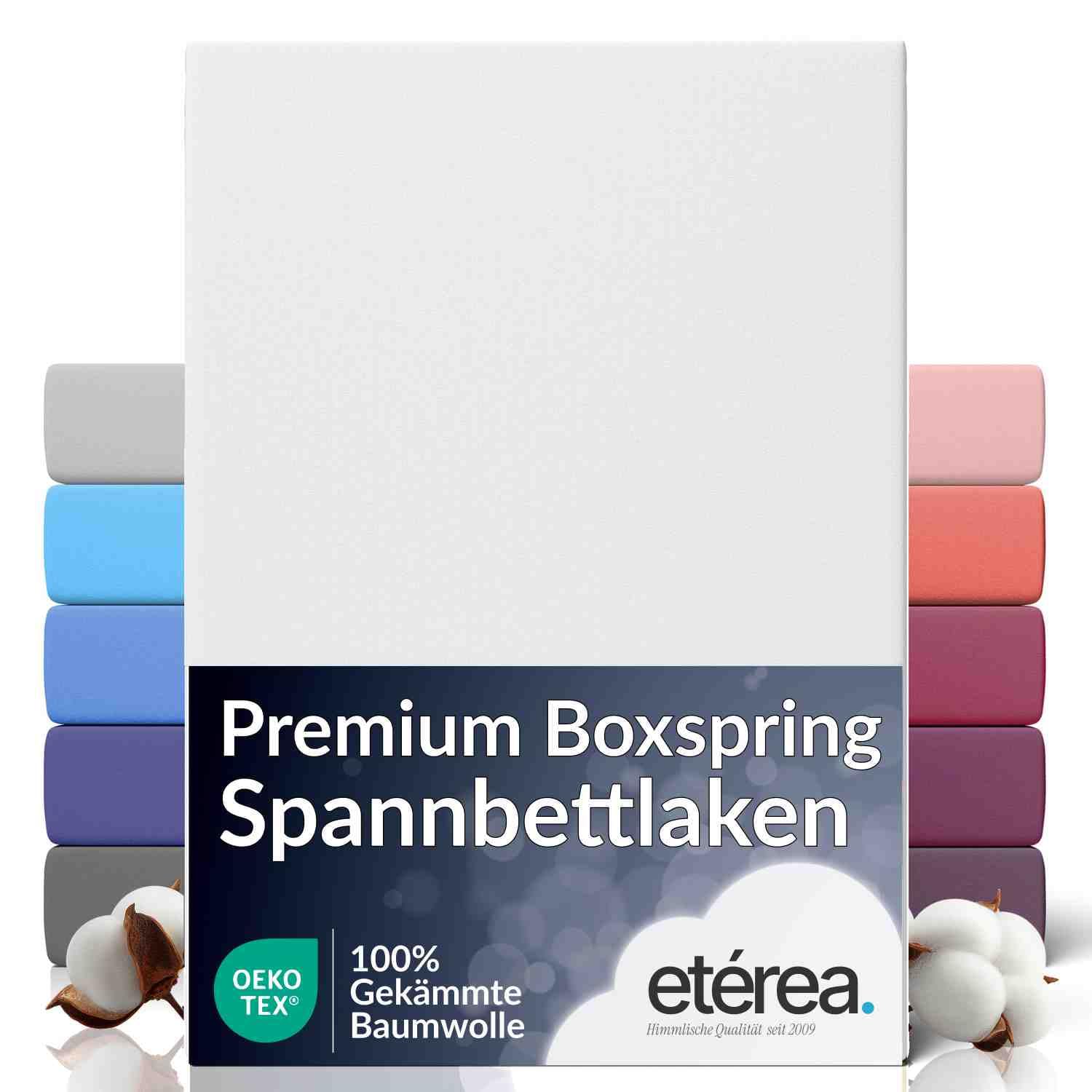 etérea Extra Jersey Spannbettlaken 240x220 cm Weiss bis 35cm Boxspring