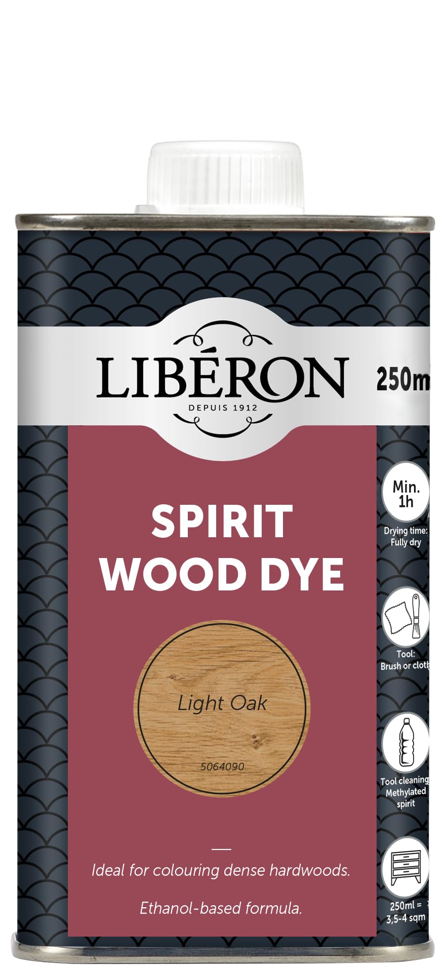Libéron Spirit Wood Dye – Ideal for Dense Hardwoods – Quick Drying - Rich Colour - Intermixable Shades - Great for Antique Restoration - Light Oak - 250ml