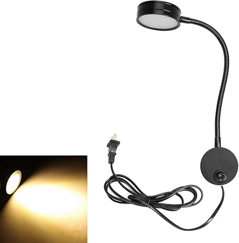 Miniatura 8 de Onerbuy Youngine - Lámpara de pared de cuello de cisne flexible con cable de 5 W, lámpara de lectura de obras de arte, luz de acento, montaje en
