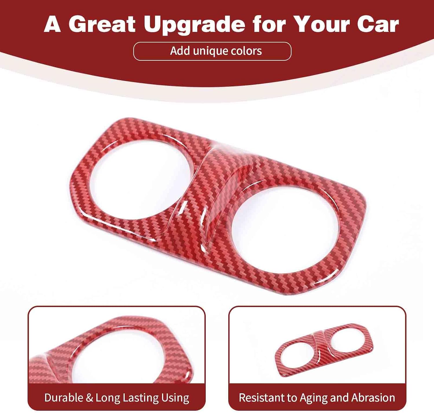 for Jeep JLU Rear Air AC Vent Cover Trim for Jeep Wrangler JLU 2018 up for Gladiator JT 2020 up Red Carbon Fiber Interior Accessories