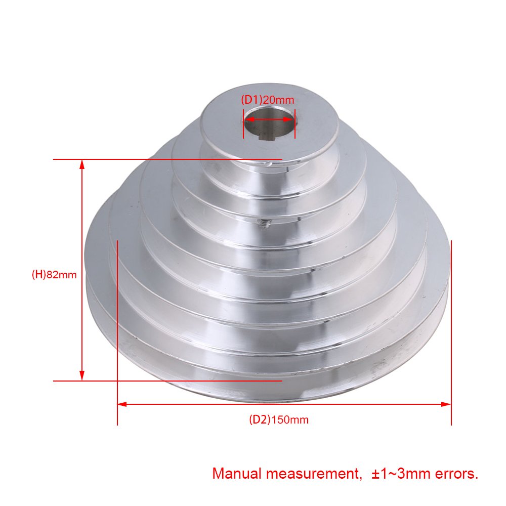 Poulie Pagode 5 Étages Aluminium 54-150 Mm – Alésage 20 Mm Pour Courroie Type A