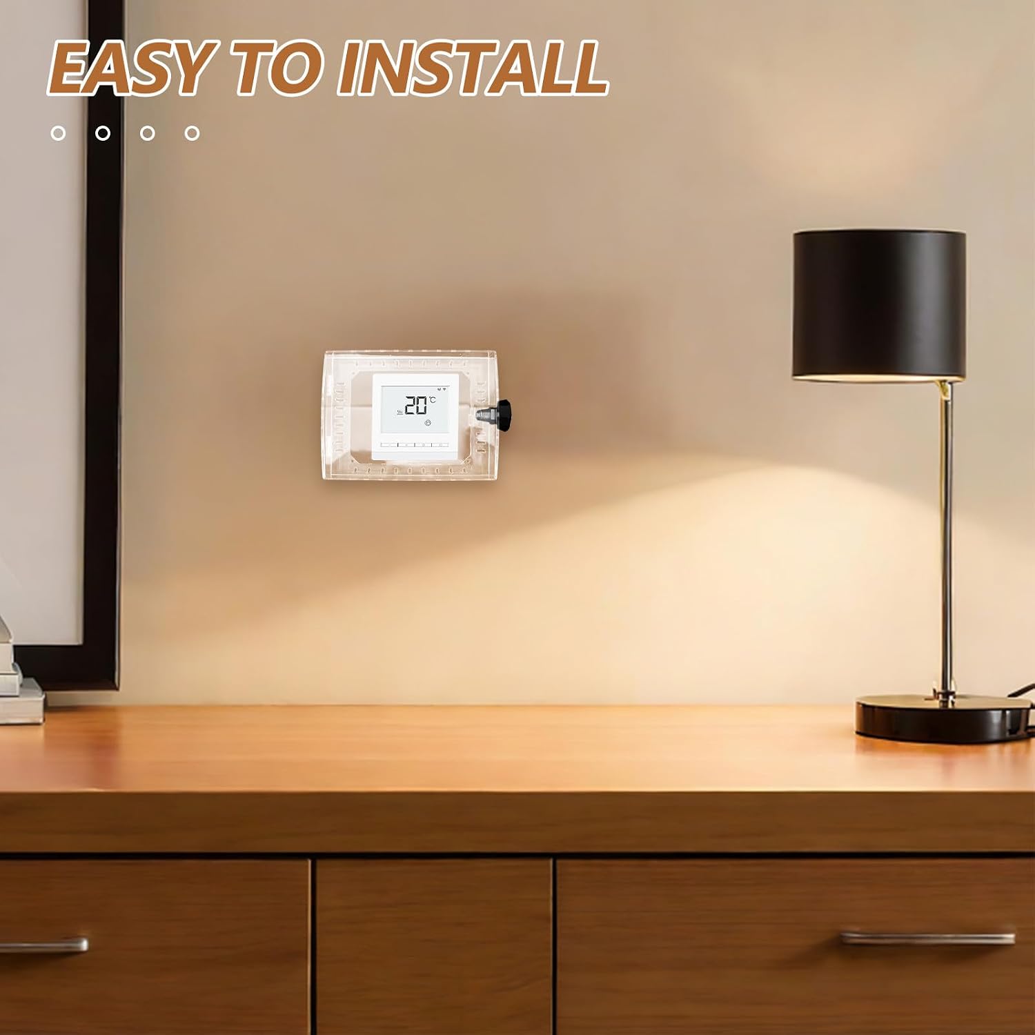 Clear Acrylic Thermostat Lock Box - Wall Mount Thermostat Cover with Heat Dissipation Holes - 3-Digital Lockable Guard Case for Home Or Office AC Controller