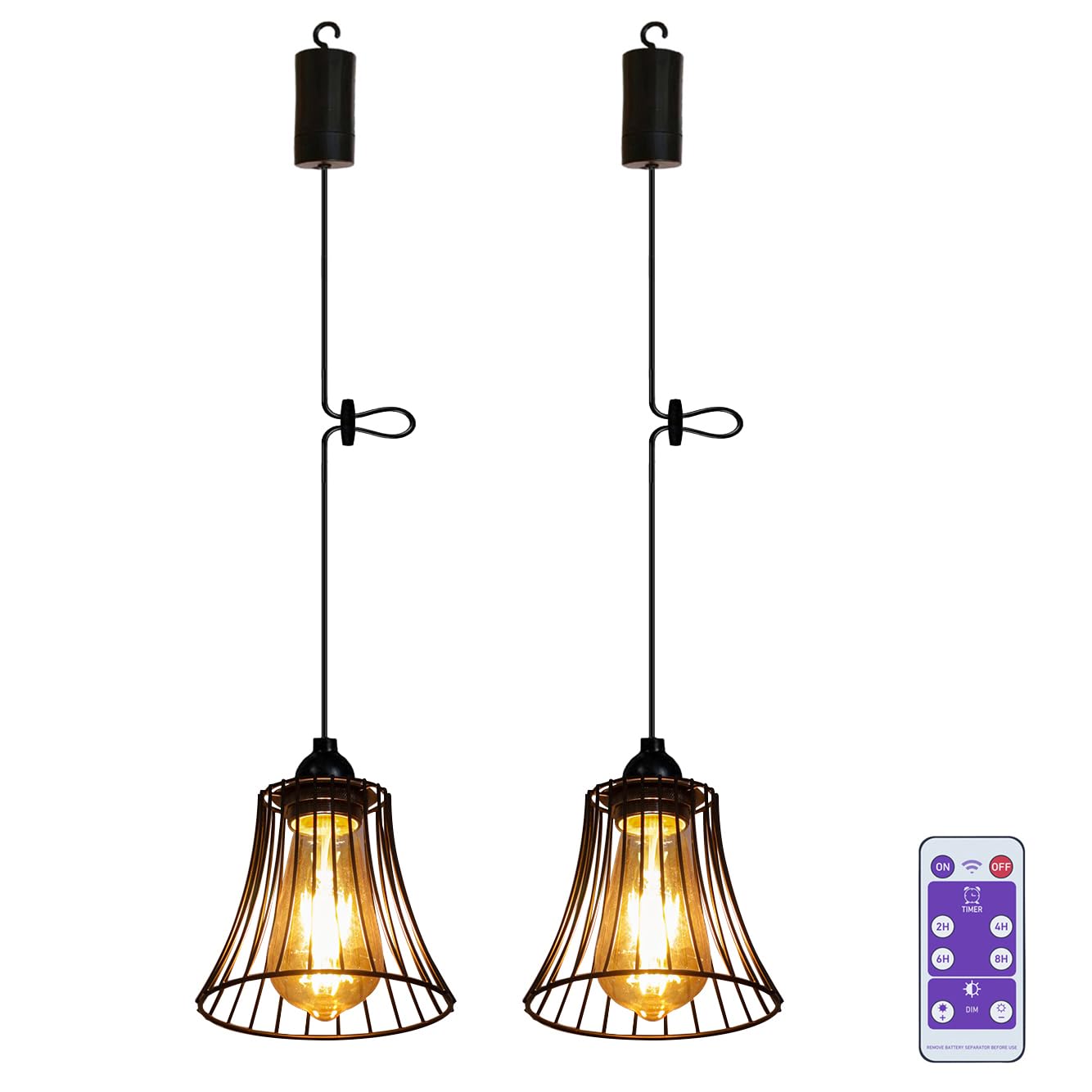 2x Batteriebetriebene Hängeleuchten - Outdoor Rattan Lampen Mit Fernbedienung Wasserdicht