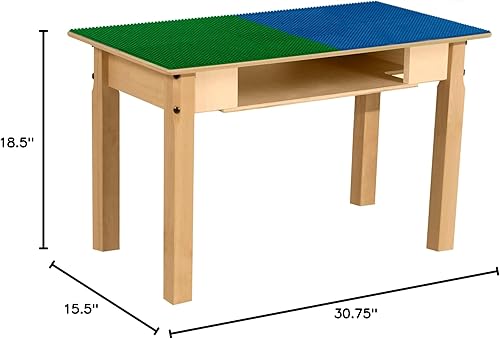 Miniatura 10 de Contender Time-2-Play - Mesa de juego rectangular de 30.75 pulgadas de ancho, bloques de Lego azul y verde, compatible con patas de madera de 22