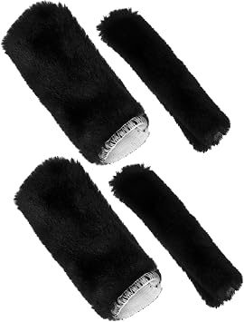 Winter Warm Plush Bike Handlebar Grips Sleeve with Brake Covers Soft Comfortable Slip Handlebar Cushion for Mountain Bikes and Electric Scooters Wrist Support for Long Rides Black