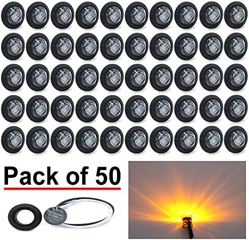 (Pack of 50) Madcatz Amber Light (Smoked Lens) 3/4" inch Bullet Side Led Marker Trailer lights Clearance Indicator 12V DC