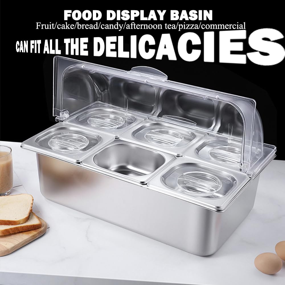 Contenedor De Ingredientes De Pizza, Recipiente De Acero Inoxidable con Tapa, Barbacoa Y Contenedor Decorativo De Cocina, Caja De Condimentos De Frutas Y Verduras,B