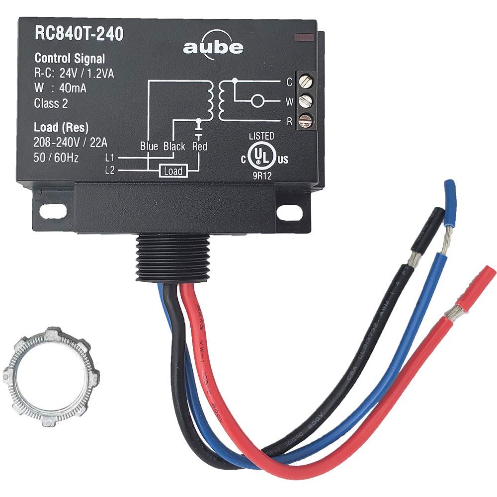 3 Set Aube Technologies RC840T-240 On/Off Switching Electric Heating Relay with Built-in 24 V Transformer, Black