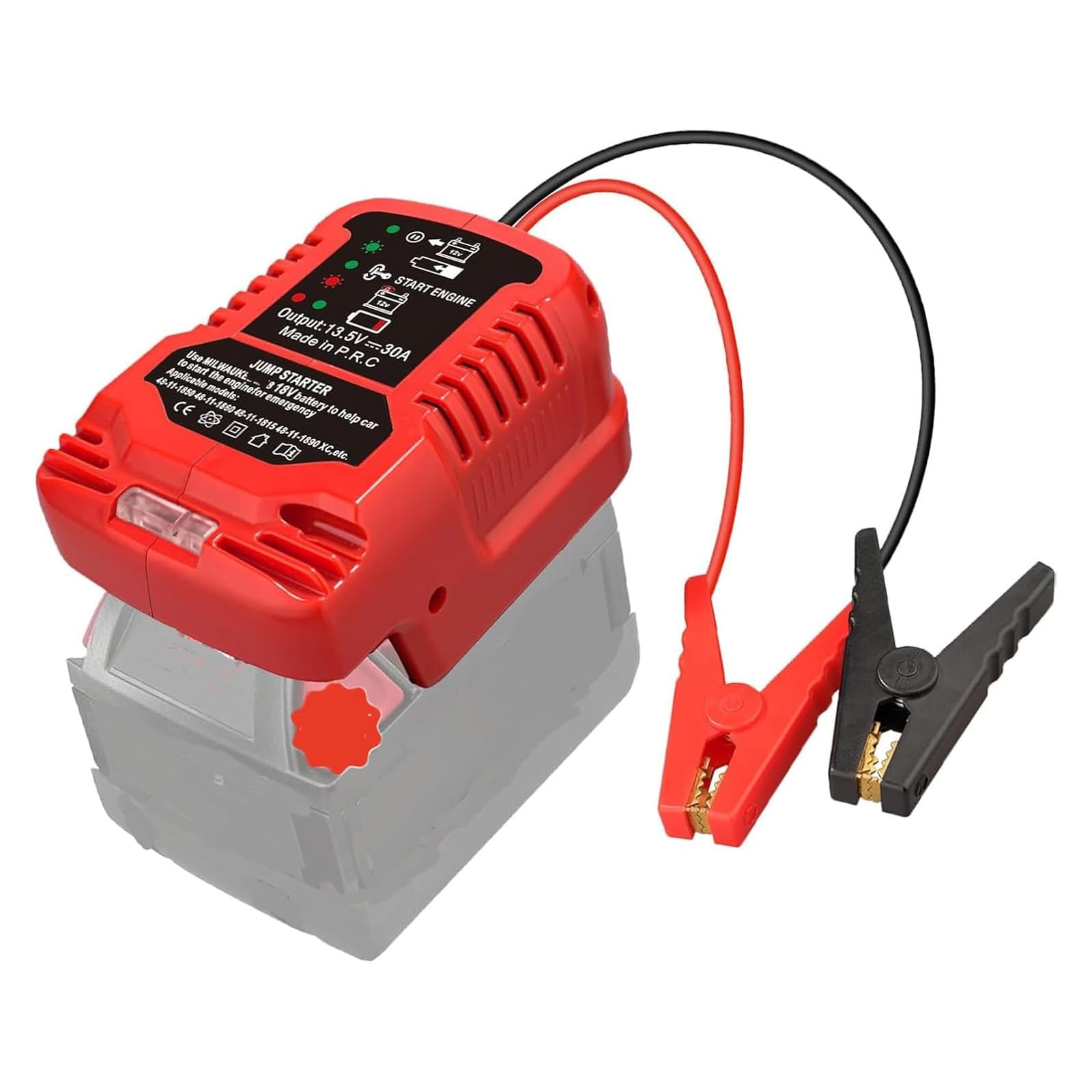 Car Battery Jump Starter Adapter Compatible with Milwaukee M-18 18V Battery,Battery Starter Adapter for Up to 3.5L Gas or 3.5L Diesel Engine with