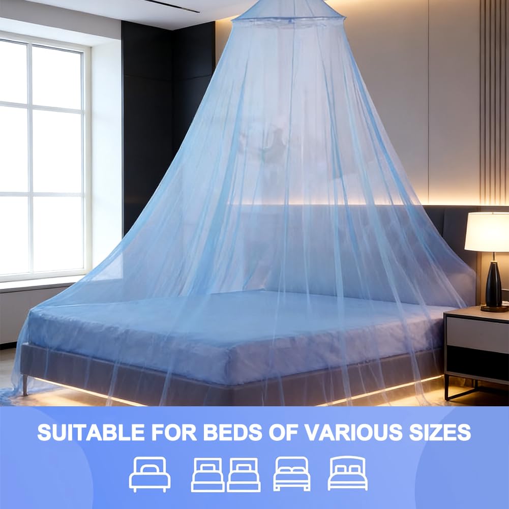 Mosquitera para Cama Doble, Universal Mosquitera para Cama con Diseño de Cúpula, Cama Portátil Mosquitose, Cama de Viaje, Mosquiteras para Hamaca en Casa, Viajes, Camping, Azul