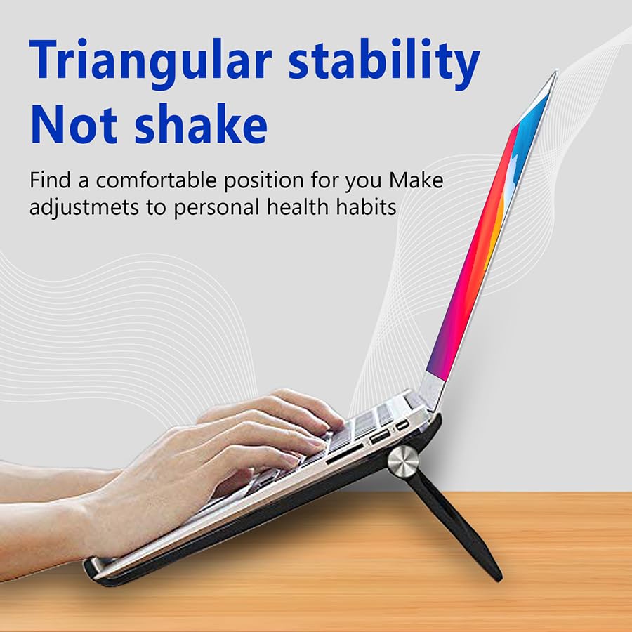 Image of URBAN KINGS Adjustable Laptop Stand for Desk, Portable Laptop Holder, Foldable Notebook Stand, Desktop Ergonomic Ventilated Laptop Riser for MacBook