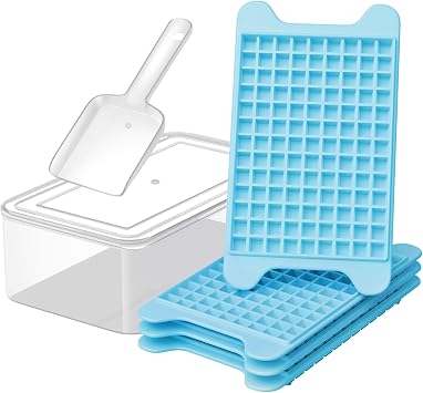 Mini Ice Cube Tray for Freezer GGUW Nugget Ice Cube Tray with Bin - Crushed Ice Tray Making 4117 PCS Icecube - Easy Release Iced Maker Trays