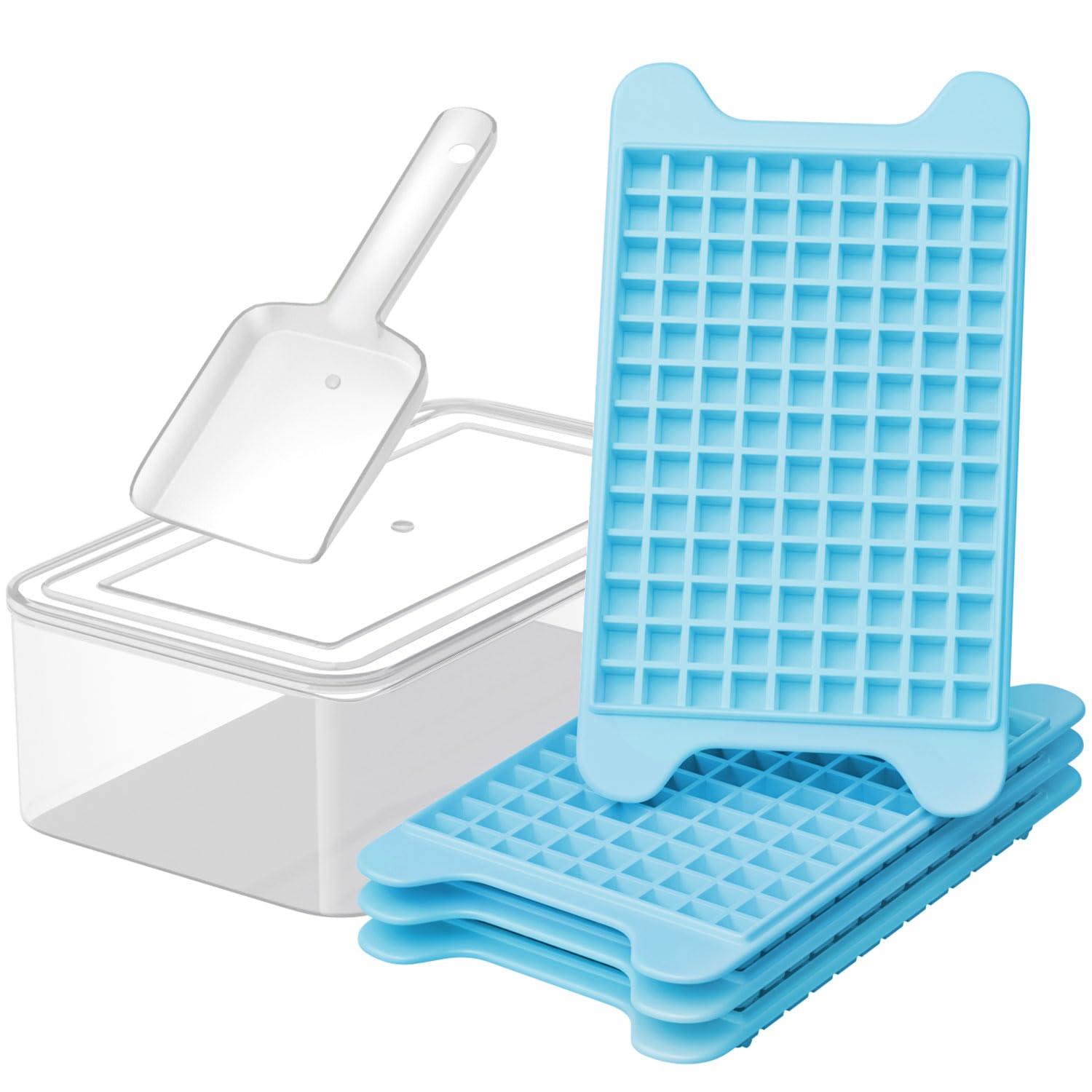 Photo 1 of Mini Ice Cube Tray for Freezer: GGUW Nugget Ice Cube Tray with Bin - Crushed Ice Tray Making 4×117 PCS Icecube - Easy Release Iced Maker Trays