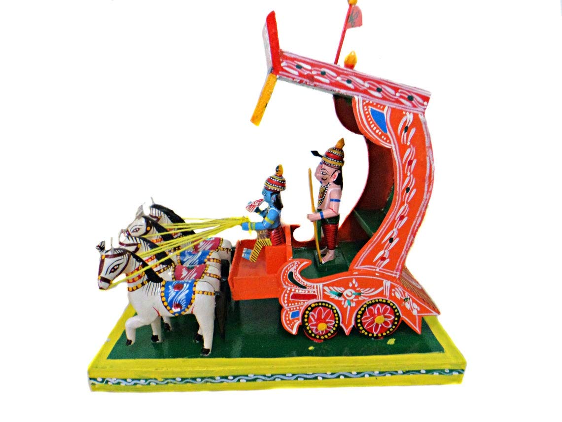 Hastha Kalalu | Krishna-Arjuna on Chariot (Kondapalli Toys)