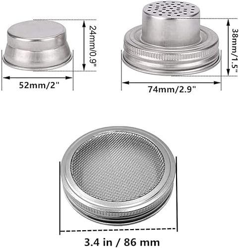 Vista 9 de Tapas de malla de boca ancha para brotar de acero inoxidable 316, tapa coladora para tarros de conservas masón, germinación de semillas, brotes de 4
