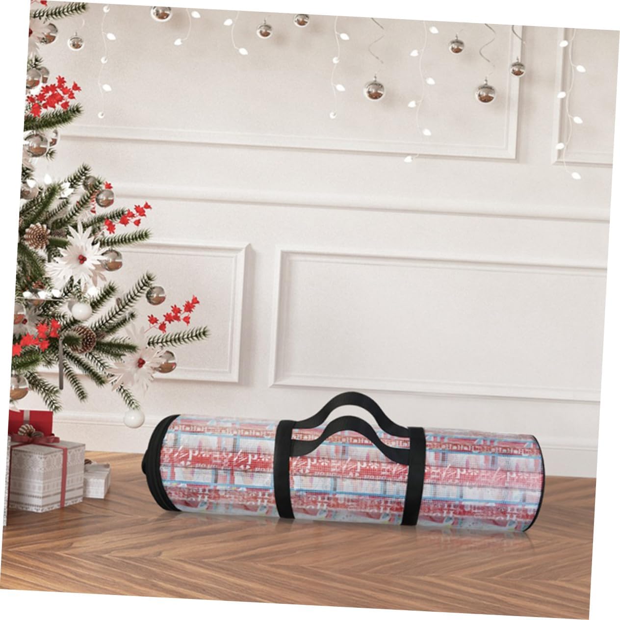 1pc Christmas Storage Bag Cylindrical Packing Bag for Sundries Holiday Accessory for Organizing Toys Wrapping and Treats