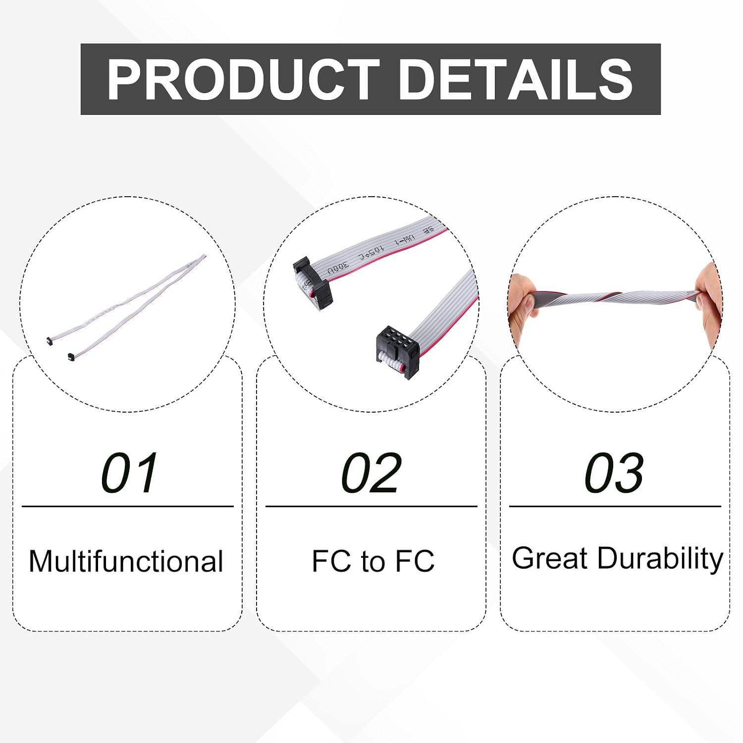 MECCANIXITY 2 Pcs IDC Flat Ribbon Cable, 2.54mm Pitch 10mm Width 100cm Long 8 Pin FC to FC Flat Ribbon Connector Jumper Wire for PC, LED Displays