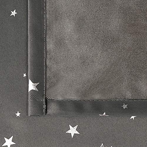 Image of BGment Kids Blackout Curtains for Bedroom - Grommet Thermal Insulated Silver Star Print Room Darkening Curtains for Living Room, Set of 2 Panels (38 x 45 Inch, Dark Grey)