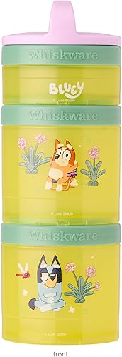 Whiskware Bluey - Contenedores apilables para aperitivos para niños y niños pequeños, 3 tazas apilables para aperitivos para la escuela y viajes,