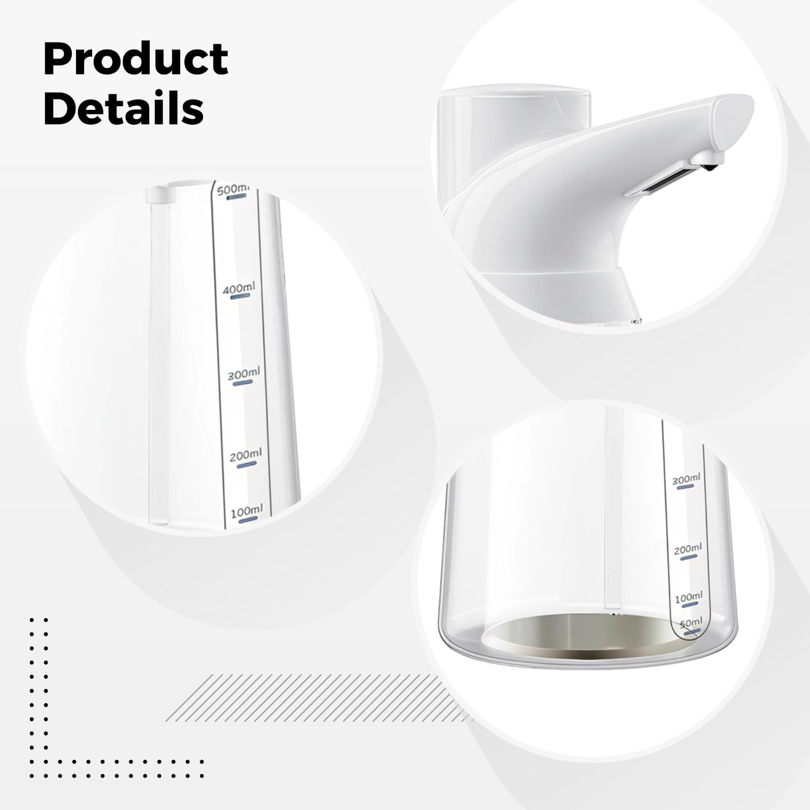 Dispensador automático de jabón, capacidad de 700 ml, bomba de sensor sin contacto con 4 niveles ajustables, funciona con pilas para cocina y baño