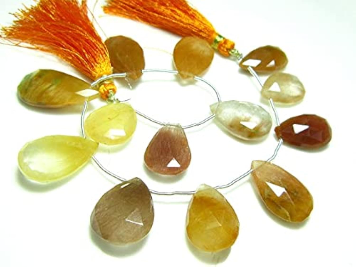 Quartz rutilé multicolore grosses perles poires facettées pour concevoir des bijoux volumineux