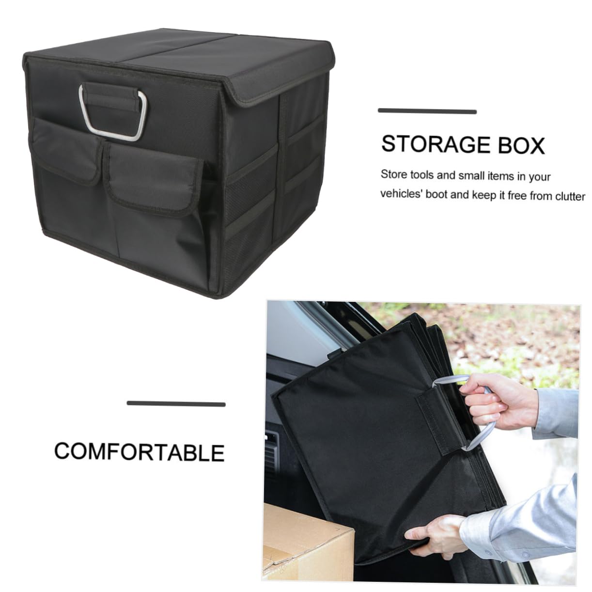 TOPBATHY 1 Pieza Organizador de Maletero Plegable para Automóvil Caja de Almacenamiento Capacidad y Multifuncional Accesorio de Coche con Tapa y Diseño Práctico Color