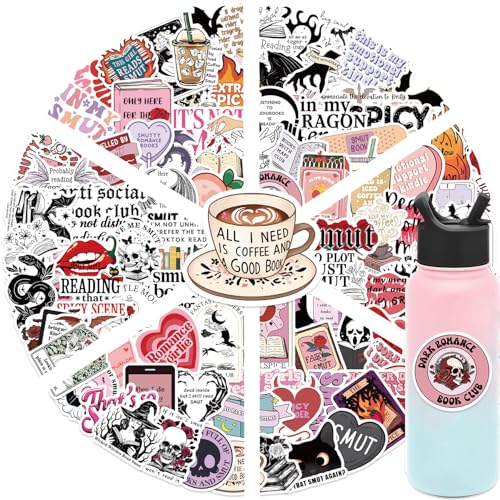 100pcs Bookish Smut Reading Booktok Dark Romance Stickers Pack Book Stickers for Kindle Readers Adult Spicy Booktok Vinyl Decals for Laptop Ebook Water Bottle Smut Romance